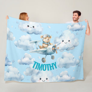 Hoog vliegen met Teddy de Piloot Fleece Deken