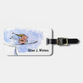 Hoog Vliegend Varken - Ski Jumping Varken Atleet Bagagelabel (Voorkant horizontaal)