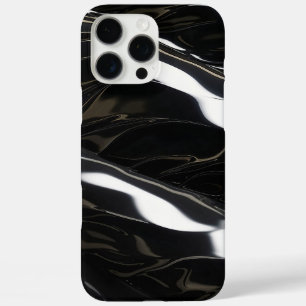 Hoogglanzende zwarte 3D-golftextuur iPhone 16 Pro Max Hoesje