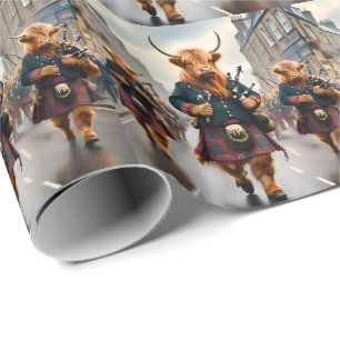 Hoogland Harmonie: Dudelsak Highland Koe Band Cadeaupapier