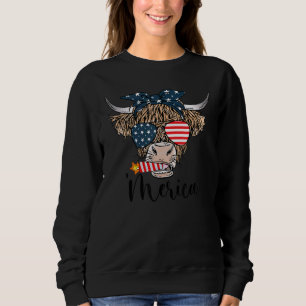 Hoogland Koe Amerika 4 juli US Flag Glasses Turba Trui