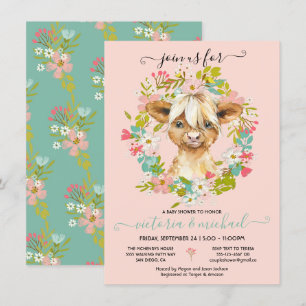 Hoogland Koe Baby shower Wreath Kaart