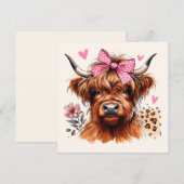 Hoogland Koe Bloemhart Feestdagenkaart (Voorkant / Achterkant)