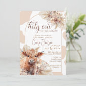 Hoogland koe Boho Pampas Grass baby shower Kaart (Staand voorkant)