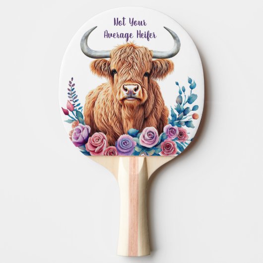 Hoogland Koe en Bloemen Waterverf Tafeltennisbatje (Voorkant)