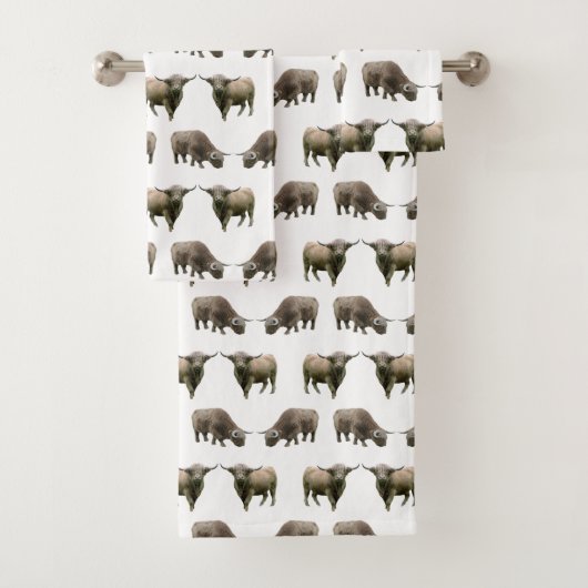 Hoogland Koe Frenzy Bathroom Towel Set Bad Handdoek (Insitu)