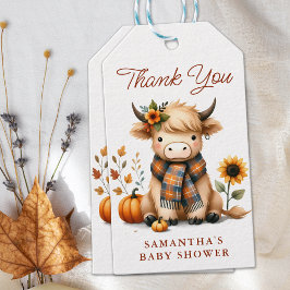 Hoogland Koe Herfst Lief Kalf Baby Shower Cadeaulabel