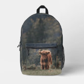 Hoogland koe kalf herfstgrasveld bedrukte rugzak (Voorkant)