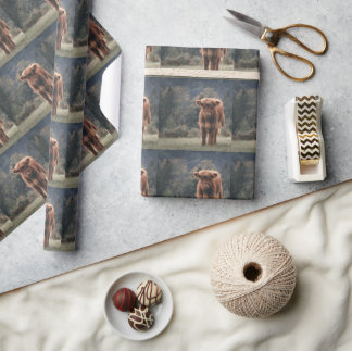 Hoogland koe kalf herfstgrasveld cadeaupapier
