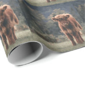 Hoogland koe kalf herfstgrasveld cadeaupapier (Rol Hoek)