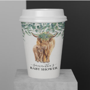 Hoogland Koe Kalveren Baby Shower Eucalyptus   Papieren Bekers