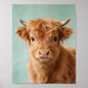Hoogland Koe Kalveren Nursery Print Kunst