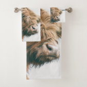 Hoogland koe portret eigen naam initiaal monogram bad handdoek (Insitu)