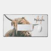 Hoogland koe portret eigen naam initiaal monogram bureaumat (Keyboard & Muis)
