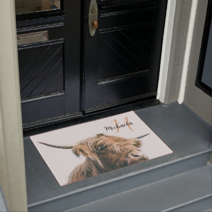Hoogland koe portret eigen naam initiaal monogram deurmat