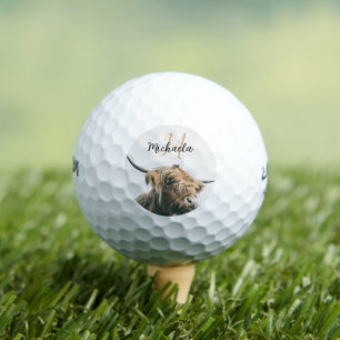 Hoogland koe portret eigen naam initiaal monogram golfballen