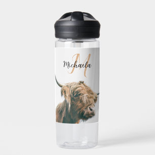 Hoogland koe portret eigen naam initiaal monogram waterfles
