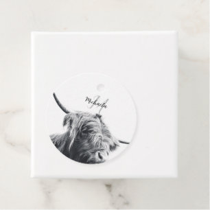 Hoogland koe portret initiaal monogram zwart wit bedankjes labels
