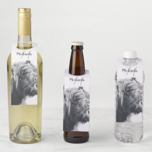 Hoogland koe portret initiaal monogram zwart wit flessenhanger