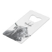 Hoogland koe portret initiaal monogram zwart wit kredietkaart flessenopener (Achterkant Gekanteld)