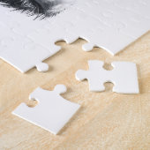 Hoogland koe portret initiaal monogram zwart wit legpuzzel (Zijkant)