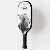 Hoogland koe portret initiaal monogram zwart wit pickleball paddle (Links)