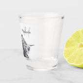 Hoogland koe portret initiaal monogram zwart wit shot glas (Rechts)