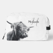 Hoogland koe portret initiaal monogram zwart wit toilettasje (Achterkant)