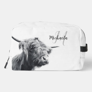 Hoogland koe portret initiaal monogram zwart wit toilettasje