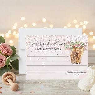 Hoogland koe Roze Baby shower Wish Wisdom Kaart