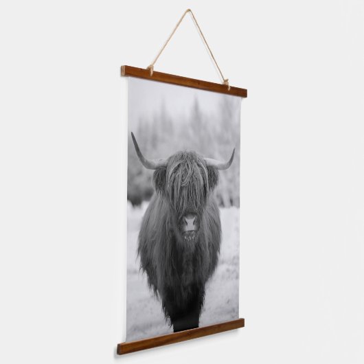 Hoogland Koe Rustic Farmhouse art Hangend Wandkleed (Gebogen)
