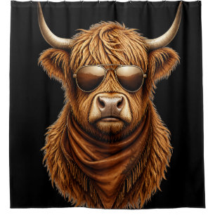 Hoogland Koe Rustieke Boerderij Dier T-Shirt Douchegordijn