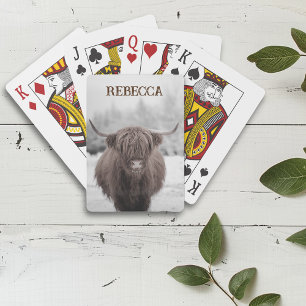 Hoogland Koe Schotland Landelijke Boerderij Monogr Pokerkaarten