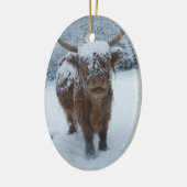 Hoogland Koe sneeuw Keramisch Ornament (Links)