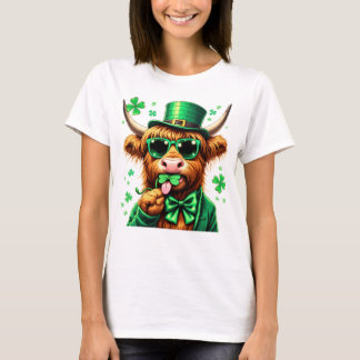 Hoogland Koe St Patrick's Day, Retro Patricks Day T-shirt