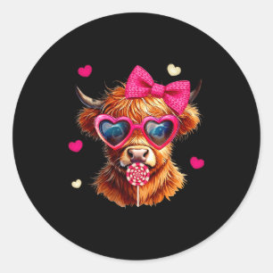Hoogland Koe Valentijnsdag Grappige Harten Valenti Ronde Sticker