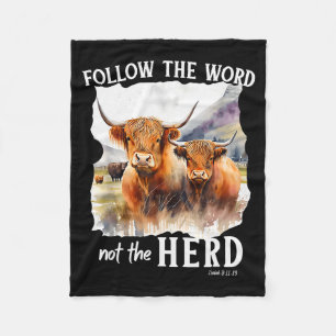 Hoogland Koe Volg Het Woord Niet De Kudde Christia Fleece Deken