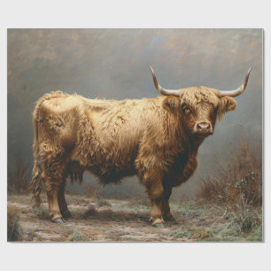 Hoogland Koe Volledige Lichaam Schilderen Decoupa Cadeaupapier