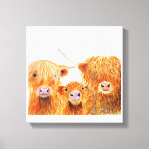 Hoogland koeien "We 3 Coos Box Canvas Print" Afdruk