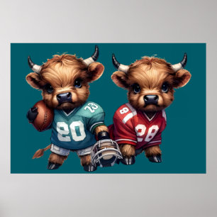 Hooglanders en voetbal poster