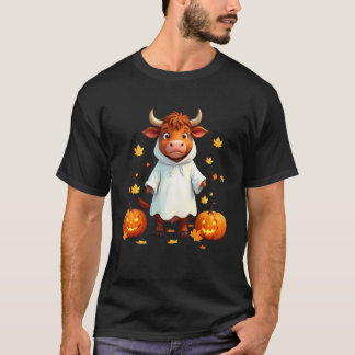 Hooglandkoe in spookkostuum Fijne Halloween Kostuu T-shirt