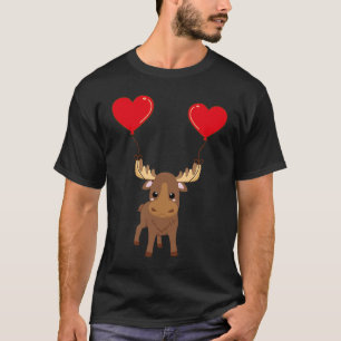 Hooglandkoe Met Hartballon Valentijnsdag Liefde T-shirt