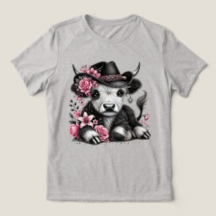Hooglandrund Met Bloemenhoed Tri-Blend Shirt