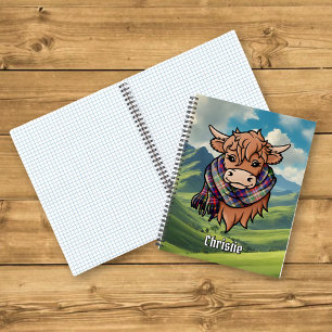 Hooglandrund met Christie-Tartan sjaal Notitieboek