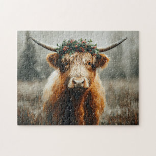 Hooglandrund Met Kerstkrans Kroon Legpuzzel