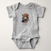 Hooglandrund met Malcolm Tartan Sjaal Romper (Voorkant)