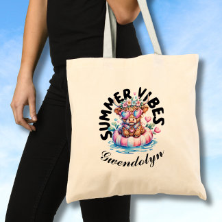 Hooglandrund Met Zonnebril Zomerstemming Monogram Tote Bag