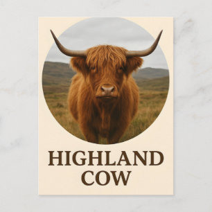 Hooglandrund Portret Poster met "Highland Cow" Briefkaart