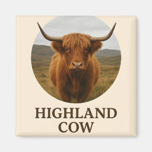 Hooglandrund Portretposter met "Highland Cow" Magneet