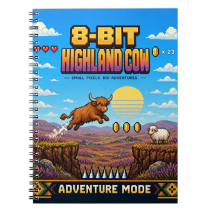 Hooglandrund, Retro 8-Bit Pixelart Notitieboek
